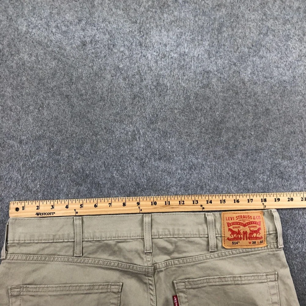 Levis 514 Jeans Mens 38x32 Beige Light Wash Regular Straight Denim Pants Casual